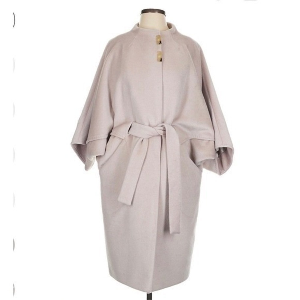 DELCORSO Luxury Women's LuxuryBeige Alpaca Wool‎ Blend Kimono Wrap Coat Size S